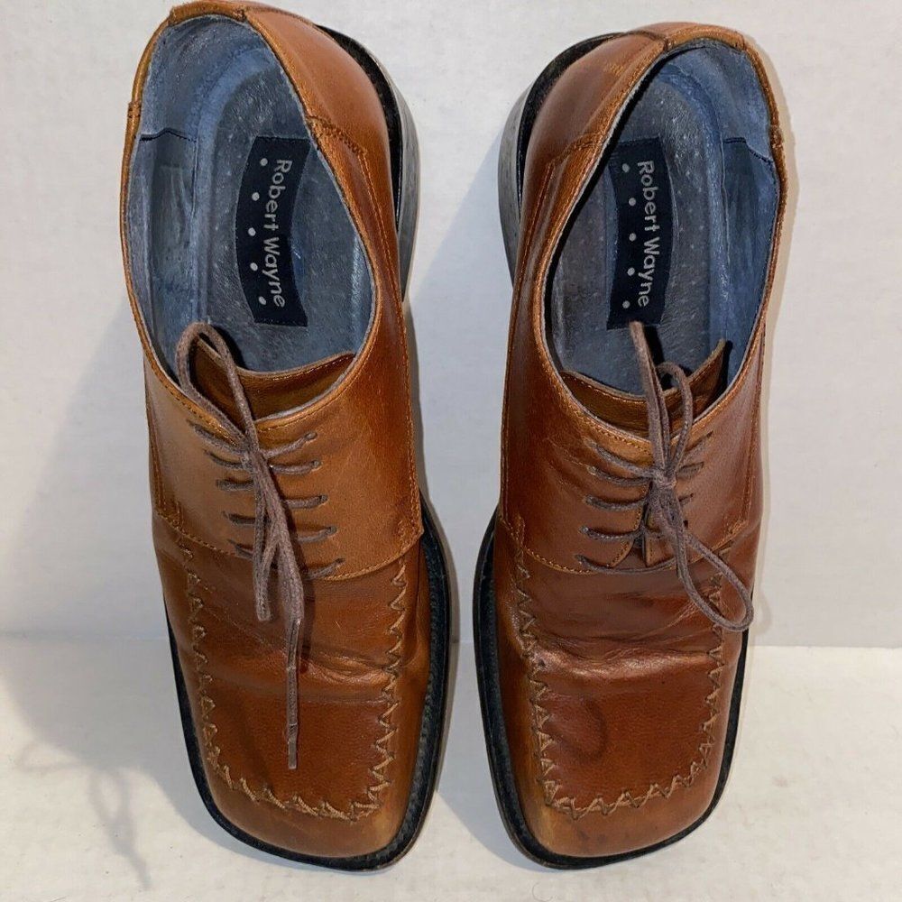 Robert Wayne Square Toe Leather Lace Up Oxfords 12